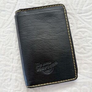 Vintage Y2K Dr. Martens Bifold Black with Golden Trim Leather Wallet